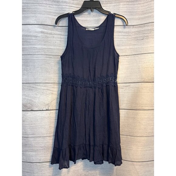 Blu Pepper Sleeveless Navy Blue Crochet Waist Dress Size M - Picture 1 of 3